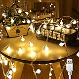 Liyade Lichterkette Innen, 7M 40LED Lichterkette Warmweiß, Kugel Lichterkette USB 5V 2700K, Ideal für Zimmer, Kinderzimmer, Balkon, Hochzeiten, Partys, Weihnachten Deko