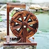 Generisch Wasserradbrunnen Holzbrunnen Rad Wasserfall Outdoor-Radbrunnen Retro-Teichbrunnen Wasserpumpe Feng Shui Radbrunnen Gartendekoration (Size : 30cm(11.8inch))