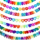 7 Stück Bunt Girlande Papier Deko, Girlande Geburtstag, Papiergirlande, Geburtstagsgirlande, Hängenden Partygirlanden für Jugendweihe Party Hochzeit Karneval Fasching (Farbe)