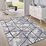 Jimri Kurzflor Wendeteppich - Flach gewebter Teppich für Schlafzimmer & Wohnzimmer, Eingang, Flur - Maschinengefertigt, weicher Polyester- & Baumwoll-Läufer - Rauten-Hellgrau, Grösse : 75x150 cm