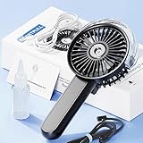 Xevinas Handventilator, Tragbarer Faltbar Handventilator Mit Wasserkühlung, Mini Ventilator 3 Modi Und SchlüSselband, handventilator Akku Aufladbar, Usb Ventilator Leise Für Büro,Reise,Camping (A)