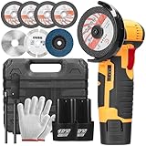 Housiwill Mini Akku Winkelschleifer, 12V Professional Akku Winkelschleifer, 2*2000mAh Akku Flex Batterien, 19500PRM, 76mm Schneideklinge, zum Schneiden von Stein, Holz, Metall und Polieren von Fliesen