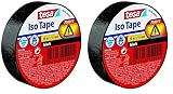 tesa Isolierband - Selbstklebendes Isolierband, hitzebeständig - Zum Isolieren, Reparieren und Bündeln - 1 x 10m - Schwarz (Packung mit 2)