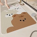 Badewannenmatte 60X90Cm Braun Bär Antirutschmatte Badewanne,Maschinenwaschbar,Duschmatte rutschfest Kinder,Weich Auf Den Füßen Dusche Mit Saugnäpfen
