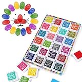 Funxim Stempelkissen Set, Fingerabdruck Stempelkissen Ungiftig Abwaschbar Tinte Stamp Pad für Papier Handwerk Stoff Malerei DIY Geburtstag Geschenk (24 Farben (24 Pack))