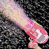 Seifenblasenmaschine Seifenblasenpistole für Kinder 132 Loch Seifenblasen Elektrisches Blasenspielzeug mit LED Licht, 7000+ Blasen, Blasenmaschine für Outdoor|Hochzeit|Geburtstag Party (Rosa)