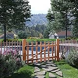 Zauntor Einflügelig mit Scharniere inkl und Zubehör, Gartentor aus Holz für Staketenzaun Gartenzaun, Natürliches Aussehen, 100 x 60 cm Haselnussholz Imprägniert