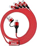 Amuvec Multi USB Kabel 3A 1,2M, USB A/USB C auf 4 in 1 Nylon Mehrfach Universal Ladekabel mit 2iP Typ C Micro USB, für iPhone, Samsung Galaxy S22 S20 S10 S9 A51, Huawei, Sony, Nokia, Moto, Xiaomi, LG