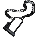 Maxx-Locks Huntly Bügelschloss - Fahrradschloss ART 2-20cm -Inklusive 90cm Kette - Schwarz