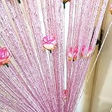 Vorhang für Türverkleidungen – Türrahmen-Vorhang, Perlenvorhänge, Türvorhang, Privatsphäre, Perlenvorhänge, Fadenvorhang, Raumdekoration, Raumteiler, Rosen-Türrahmen, Quaste für Fenster, Flur