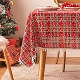 RBQIZVW Tischdecke mit Schneeflocken-Kariert-Druckmustern, für Couchtisch, Esstisch oder Schminktisch, Abdeckung, Weihnachts-,C,100 * 135cm