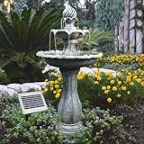 Solar Gartenbrunnen Brunnen Solarbrunnen Klassik-Garten Zierbrunnen Wasserfall Gartenleuchte Teichpumpe für Terrasse, Balkon, verbessertes Modell mit Pumpen-instant-Start-Funktion