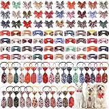 Reginary 100-teiliges Hundehalsband-Set mit 40 Hunde-Krawatten und 30 Welpenfliegen, 30 Kragenblumen, verstellbare Haustier-Krawatten, Fellpflege für kleine, mittelgroße Katzen (Paisley)