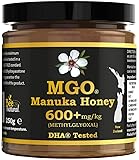 BEE NATURAL MGO 600+ PREMIUM MONOFLORAL NEUSEELAND MANUKA HONIG IN EINEM UMWELTFREUNDLICHEN ECHTGLASGEFÄß AUS NICHT GEFÄRBTEM GLAS * 250G MANUKAHONIG # MGO 514 550 = UMF 15, 600 625 = UMF 16
