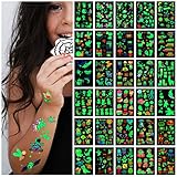 Awinmay Leuchtendes Tattoo Kinder - 400 Stück Gemischte Stile temporäre Tattoos für Jungen Mädchen,Schmetterlinge Dino Autos Haie Tattoos oder mehr Mitgebsel Party Deko Kindergeburtstag Gastgeschenke