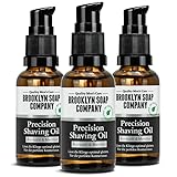 Brooklyn Soap Company, Precision Shaving Oil 3 x 30 ml - Rasieröl für die präzise Rasur von Konturen & Bart - Bartöl mit Rizinusöl & Menthol - 3er Set