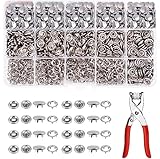 Druckknopf Set Jersey Druckknöpfe Metall mit Zange 200Sets Feste Knöpfe Werkzeug Für DIY Basteln Kinderbekleidung Kleidung Taschen 9,5 mm (Feste)