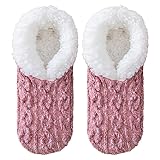 Hausschuhe Socken Damen Hausschuhsocken Hüttensocken Damen Dicke Pantoffel Socken Rutschfeste Hausschuhsocken Frauen Warme Wintersocken Wärmehaltesocken Warme Socke Dicke Weihnachtspantoffeln Socke