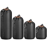 Windfromort 4 Pcs Objektivbeutel - Neopren objektivtasche - Kamera Tasche Objektivtasche - Weiche Lens Bags für DSLR Kamera, Multi Pack Objektivbeutel für Canon, Nikon(Schwarz)