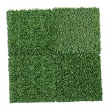 SHINEOFI 4 Stück Simulierter Rasenboden Kunstrasen Quadratisch Kunstrasenmatte Grastischmatten Rasenteppich Kunstrasenquadrate Rasenteppich Grasunterlage Kunststoff Grün