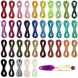 TOAOB 350 m Baumwollkordel gewachst 35 Farben Wachsschnur Baumwollschnur 1 mm mit 1 Schere für Schmuckherstellung Armband Halskette Basteln Makramee Kette Handwerk