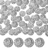 COHEALI 100 Stück 12mm Selbstgemacht Strasssteine mit Flacher Rückseite Runde Harz Flatback Glitzersteine in Silber Bastel und Nagelkunstzubehör für Schmuck und Nail Art