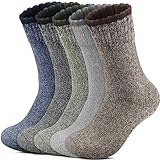 Reamphy 5 Paar Thermosocken Herren, Winter Warme Socken Merino Wollsocken Herren 39-46, Dicke Atmungsaktiv Socken Wintersocken Wandersocken für Wandern, Zuhause, Freizeit, Sports