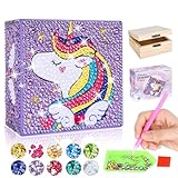 FORMIZON Diamond Painting Schmuckkästchen Mädchen, Unicorn Schatztruhe DIY Diamant Spielzeug für Mädchen, Kreatives Mosaik Bastelset Kinder, Diamant Kunst Handwerk Kits für Kinder 6 7 8 9 Jahre