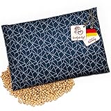 navango® Kirschkernkissen | Körnerkissen für Mikrowelle & Backofen geeignet | Marineblau mit Netzmuster | Mit Kirschkernfüllung handgefertigt in Deutschland | ca. 30 x 20 cm | OEKO-Tex Baumwolle