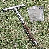 SurmountWay Bodenprobe-Sonde, 30 cm, mit 2 wiederverwendbaren Probenbeuteln, Edelstahl, T-Griff, Bodentest-Kits, Bodensonden für Bodenproben, Pflanzenpflege, Garten, Rasen, Bauernhof
