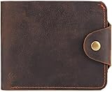 GUOXU Herren Geldbörse Mad Horse Layer Rindsleder Geldklammer Öl Wachs Leder Geldbörse Ledertasche, D, As show