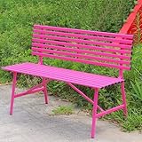 Gartenbank aus Metall für den Außenbereich mit Sitzfläche und Rückenlehne aus Lattenrost, wetterfest, pulverbeschichtet, für Veranda, Hinterhof, Park, 2 Sitzplätze