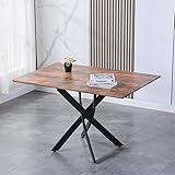 GOLDFAN Esstisch Holz Küchentisch Rechteck Esszimmertische mit Schwarz Beinen Retro Industrial Stil für Wohnzimmer Büro, 110cm