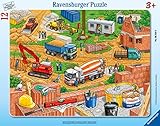 Ravensburger Kinderpuzzle - 06058 Arbeit auf der Baustelle - Rahmenpuzzle für Kinder ab 3 Jahren, mit 12 Teilen