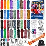 MONOBIN Paracord, 550 Paracord-Kombi-Set mit Vorrichtung – 36 Farben, Multifunktions-Paracord-Seile und komplettes Zubehör für die Herstellung von Paracord-Armbändern, Schlüsselbändern,