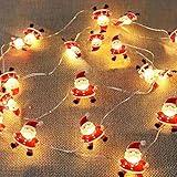 Eledreme lichterkette innen batterie, 2m 20 led Weihnachtsmann Weihnachtsdeko Lichtervorhang , Warmweiß weihnachtsbeleuchtung außen, für Party, Weihnachten, Balkon