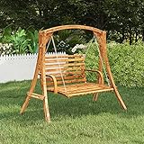 Gecheer Bugholz Hollywoodschaukel Gartenschaukel Hängeschaukel Schaukelbank Gartenmöbel Gartenbank Schaukel Teak-Finish Massivholz 126x63x92cm
