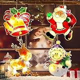 YeahBoom 4er Set Mehrfarbige LED Weihnachtsbeleuchtung Doppelseitig Saugnapf Timer (ohne Batterie) für Innen und Außen