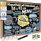 Magnetische Kreidetafel Schreibtafel Magnet-Tafel zum Aufhängen Schiefertafel mit Holz-Rahmen; Wandtafel inkl. Kreidestift & Magnete (XXL - 43 x 58 cm)