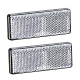 AGRISHOP 2Stück Reflektor Rückstrahler Eckig Rechteckig 89x35mm Weiß Vorderseite Anhänger Katzenauge Seitenstrahler Reflektor Selbstklebend für LKW PKW Trailer Wohnwagen mit E-Prüfzeichen（Weiß-2Stück）