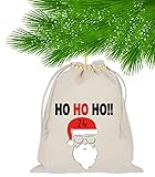 Adventskalender zum Befüllen, Cooler Nikolaus Bart 24 Stoffbeutel, Bedruckt 20x15 Groß, Weihnachten Geschenksäckchen, Säckchen, DIY Selber Befüllen, Weihnachtskalender