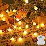 Gcstnn Lichterkette Batterie Außen 6M 40 LED Warmweiß Globe Lichterkette mit 6h Timer, IP65 Wasserdicht Kugeln Lichterkette für Schlafzimmer,Balkon, Kinderzimmer, Weihnachts baum Deko