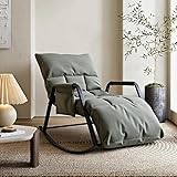DARDVORLAG Schaukelstuhl Schaukelsessel mit PU-Leder,160°Neigung 5-Fach Verstellbare Rückenlehne,Ergonomischer Relaxsessel mit Metallgestell für Wohnzimmer Schlafzimmer,Grau