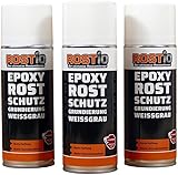 Rostio Epoxy Grundierung 1 K | EP Rostschutzgrundierung Spray | Korrosionsschutz | Grundierfüller Primer Rostschutz | Schnelltrocknend (3 Stück)
