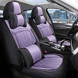 Aisaimout Autositzbezüge Leder Sitzschoner Werkstattschoner wasserdichte Schonbezüge Autositze Sitzauflagen für BMW Mini Cooper, X1, X2, X3, X4, X5, X6(Black Purple-2 Item,Luxury)