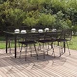 Hoodmeel 7-TLG Sitzgruppe Garten, Sitzecke Balkon, Balkon Sitzecke, Balkon Tisch Und Stühle, Essgruppe Garten, Schwarz PolyRattan