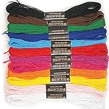 Stickgarn Set,Stickgarn, Embroidery Floss Multifarben Weicher je 8 Meter,Stickerei für Kreuzstichfaden, Armbandfaden, Knüpfen, Flechten, Basteln, Häkeln-12 Farben