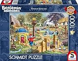 Schmidt Spiele 58423 Thomas Kinkade, Kiddinx, Benjamin Blümchen, Ein Tag im Neustädter Zoo, 1000 Teile Puzzle