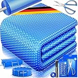 KESSER® Pool Solarabdeckplane Rechteckig 600 x 400cm Solarfolie 120 µm Solarabdeckung Solarplane zuschneidbar, Poolheizung Wassererwärmung Wärmeplane, Solarplane mit 1x Schere,1x Lochzange & 12x Ösen
