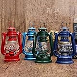 Petroleumlampe im mediterranen Vintage-Stil, tragbar und dekorativ, Eisenmaterial, mehrere Farben (Hellblau, 19 cm)